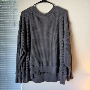 American Eagle Outfitters Charcoal Waffle Knit Top